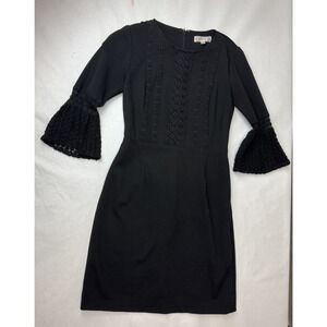 Witchy Nanette Lepore Bell Sleeve Black Sheath Dress Cocktail Gothic Cocktail 4